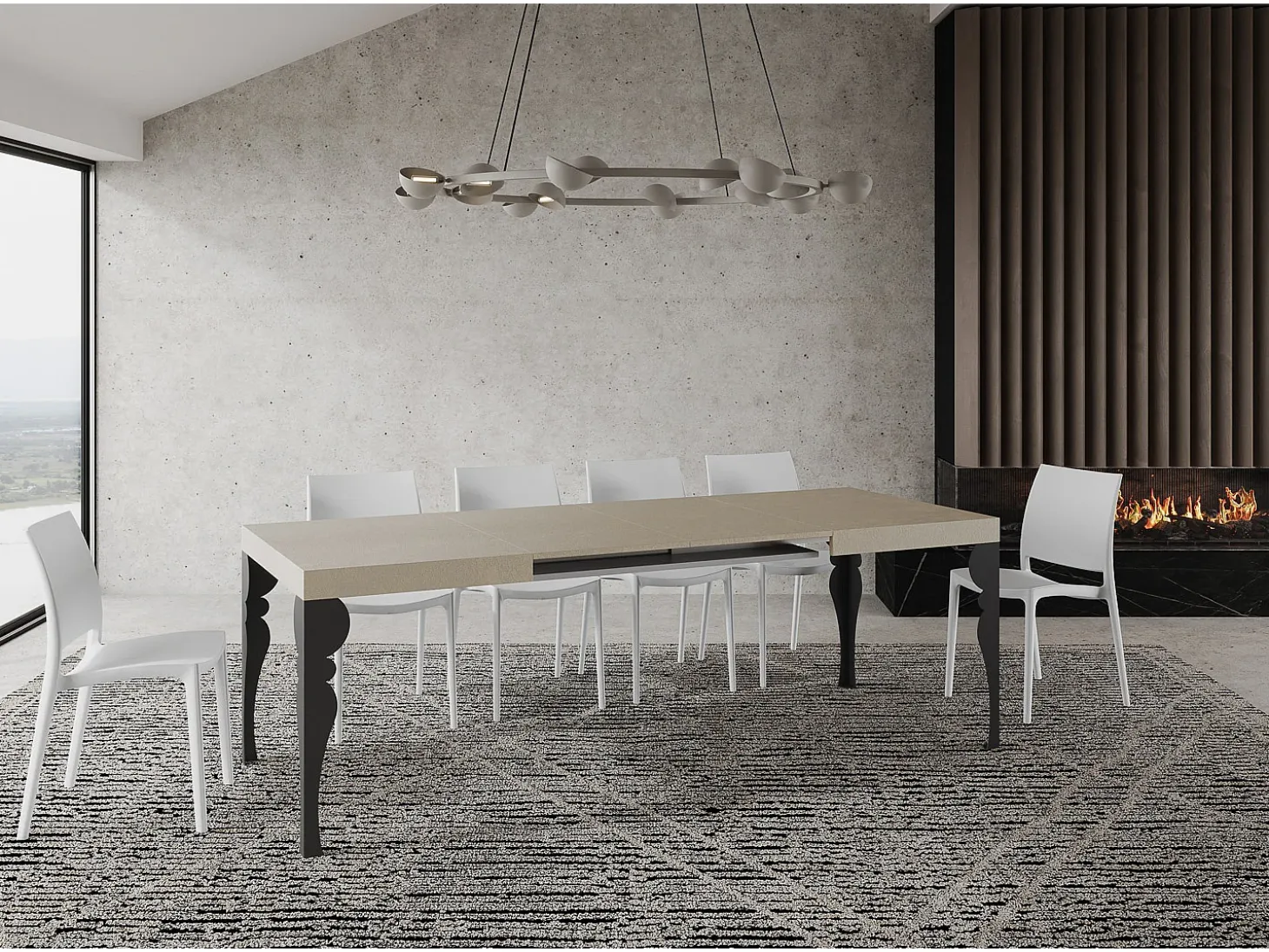 Mesa extensible 140/244x90 cm Paxon cachemira patas antracita