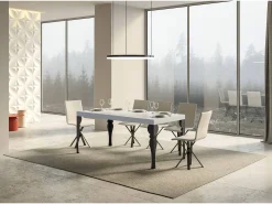 Mesa extensible 90x200/460 cm Paxon Premium Fresno Blanco estructura Antracita