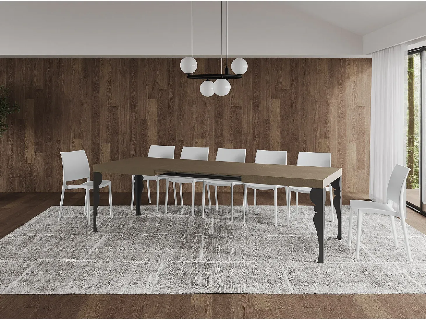 Mesa extensible 160/420x90 cm Paxon gris paloma patas antracita