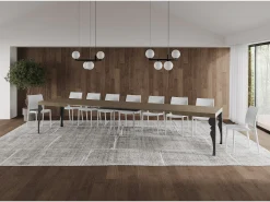 Mesa extensible 160/420x90 cm Paxon gris paloma patas antracita