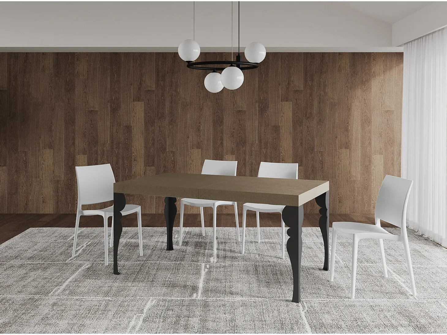 Mesa extensible 160/420x90 cm Paxon gris paloma patas antracita