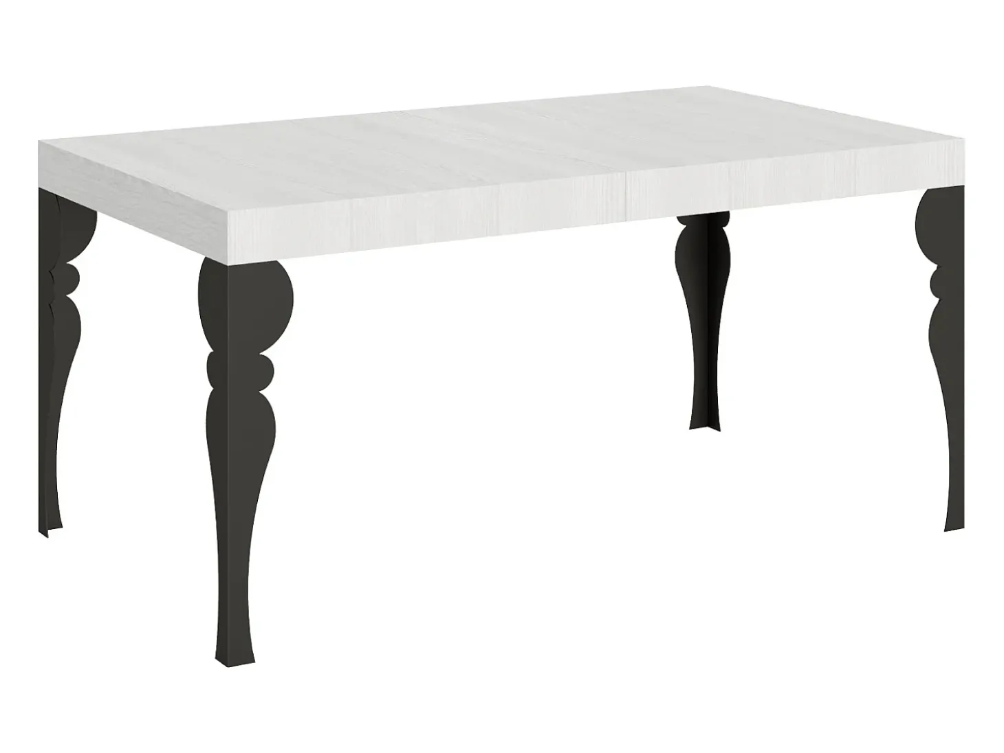 Mesa extensible 160/244x80 cm Paxon fresno blanco patas antracita