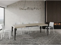Mesa extensible 140/400x90 cm Paxon cachemira patas antracita