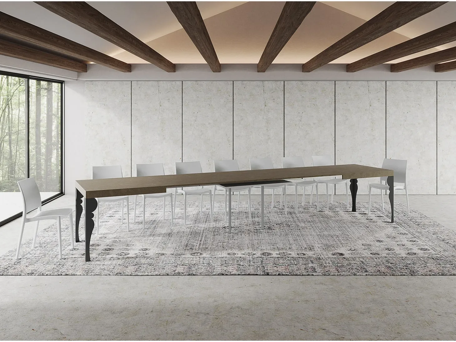 Mesa extensible 90x200/460 cm Paxon gris paloma patas antracita