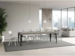 Mesa extensible 90x90/246 cm Paxon Premium cachemira patas antracita