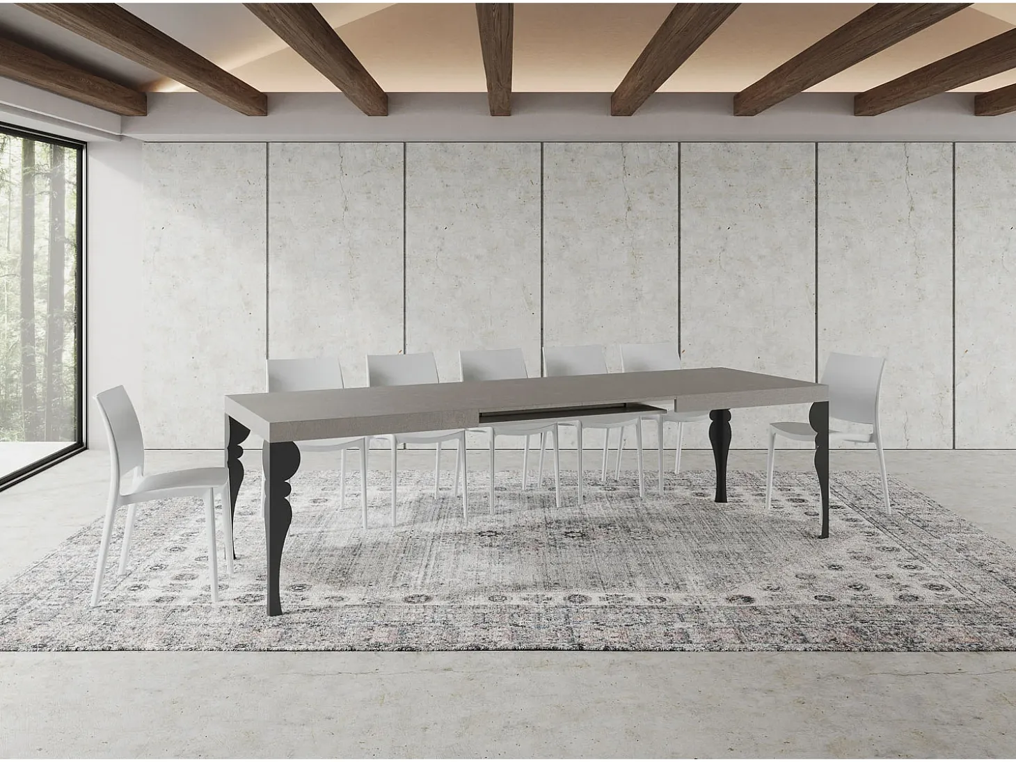 Mesa extensible 90x200/304 cm Paxon cachemira patas antracita
