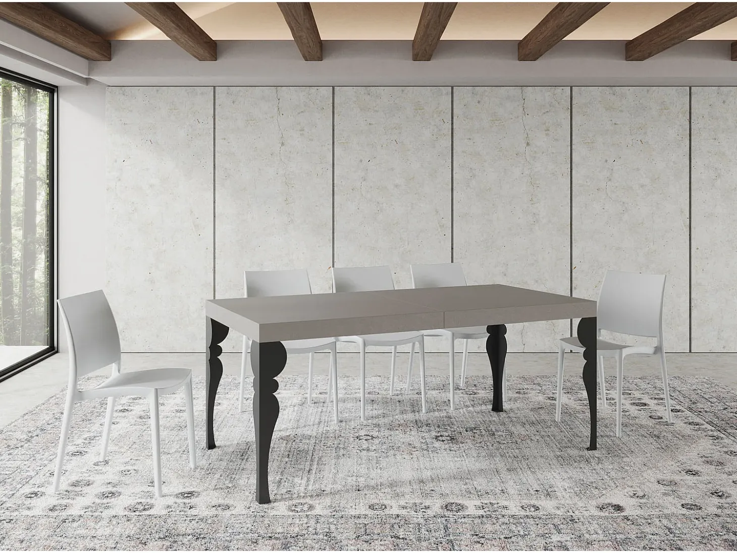 Mesa extensible 90x200/304 cm Paxon cachemira patas antracita