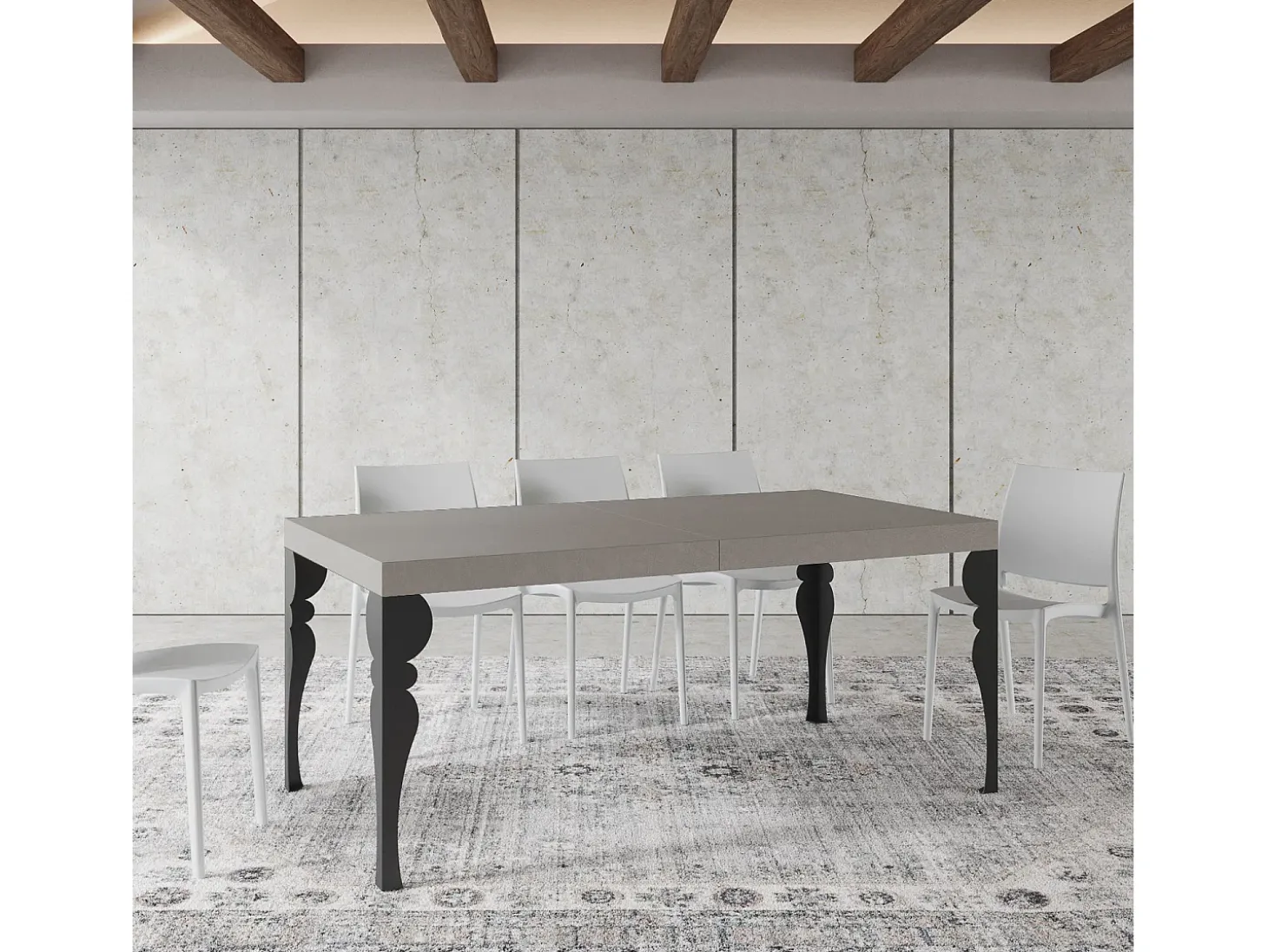 Mesa extensible 90x200/304 cm Paxon cachemira patas antracita