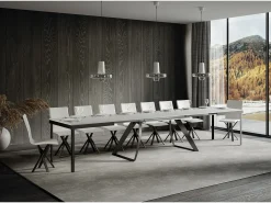 Mesa extensible 90x160/420 cm Proxy Evolution Fresno Blanco estructura Antracita