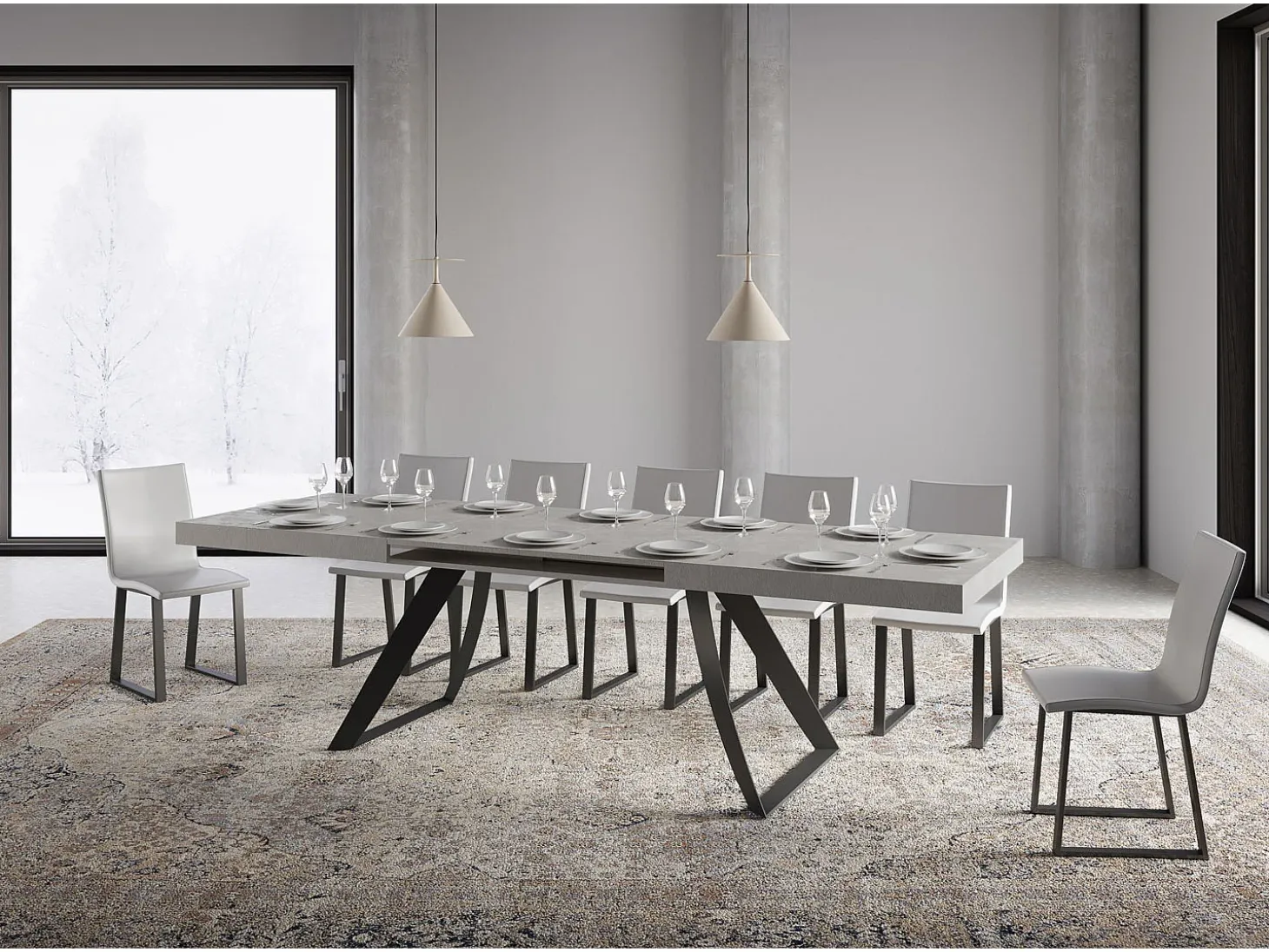 Mesa extensible 90x200/460 cm Proxy Cachemira estructura Antracita