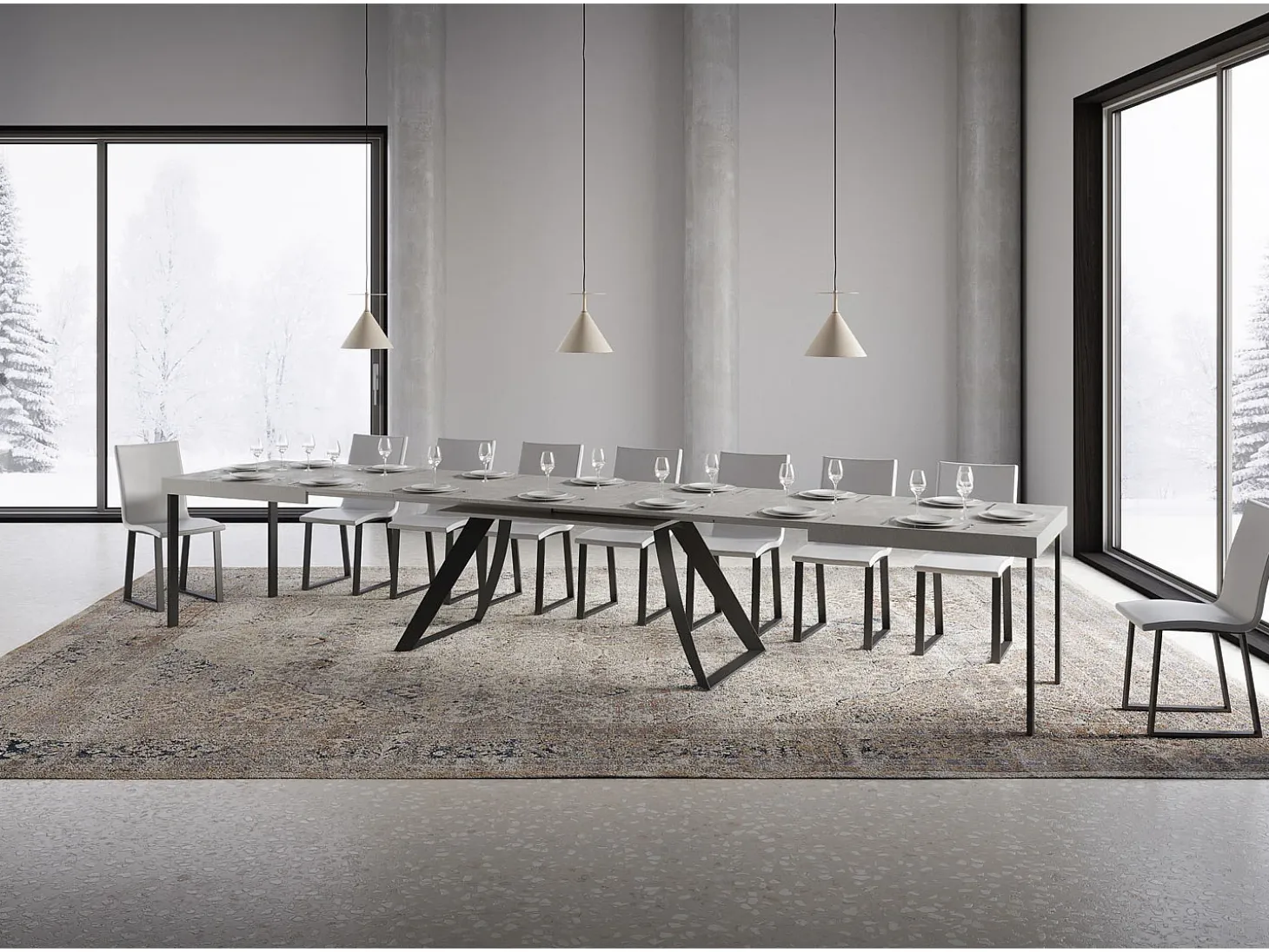 Mesa extensible 90x200/460 cm Proxy Cachemira estructura Antracita