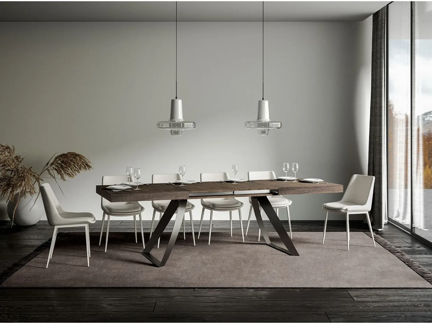 Mesa extensible 90x200/304 cm Proxy Nogal estructura Antracita