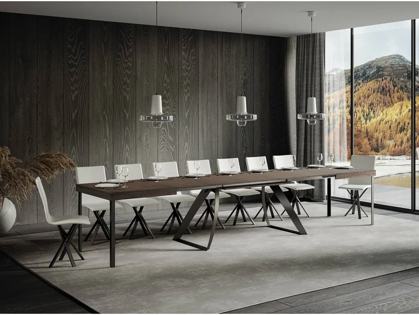Mesa extensible 90x180/440 cm Proxy Nogal estructura Antracita