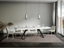 Mesa extensible 90x200/460 cm Proxy Premium Fresno Blanco estructura Antracita