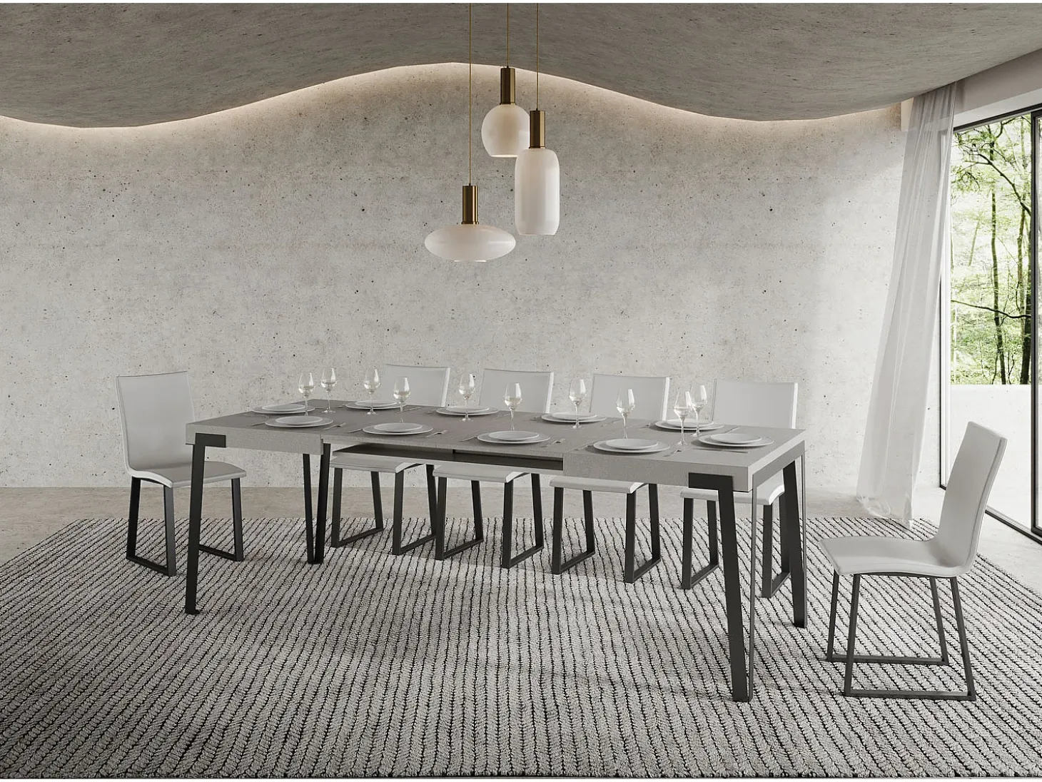 Mesa extensible 90x140/244 cm Rio Cachemira estructura Antracita