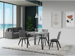 Mesa extensible 90x90/246 cm Rio Cemento estructura Antracita