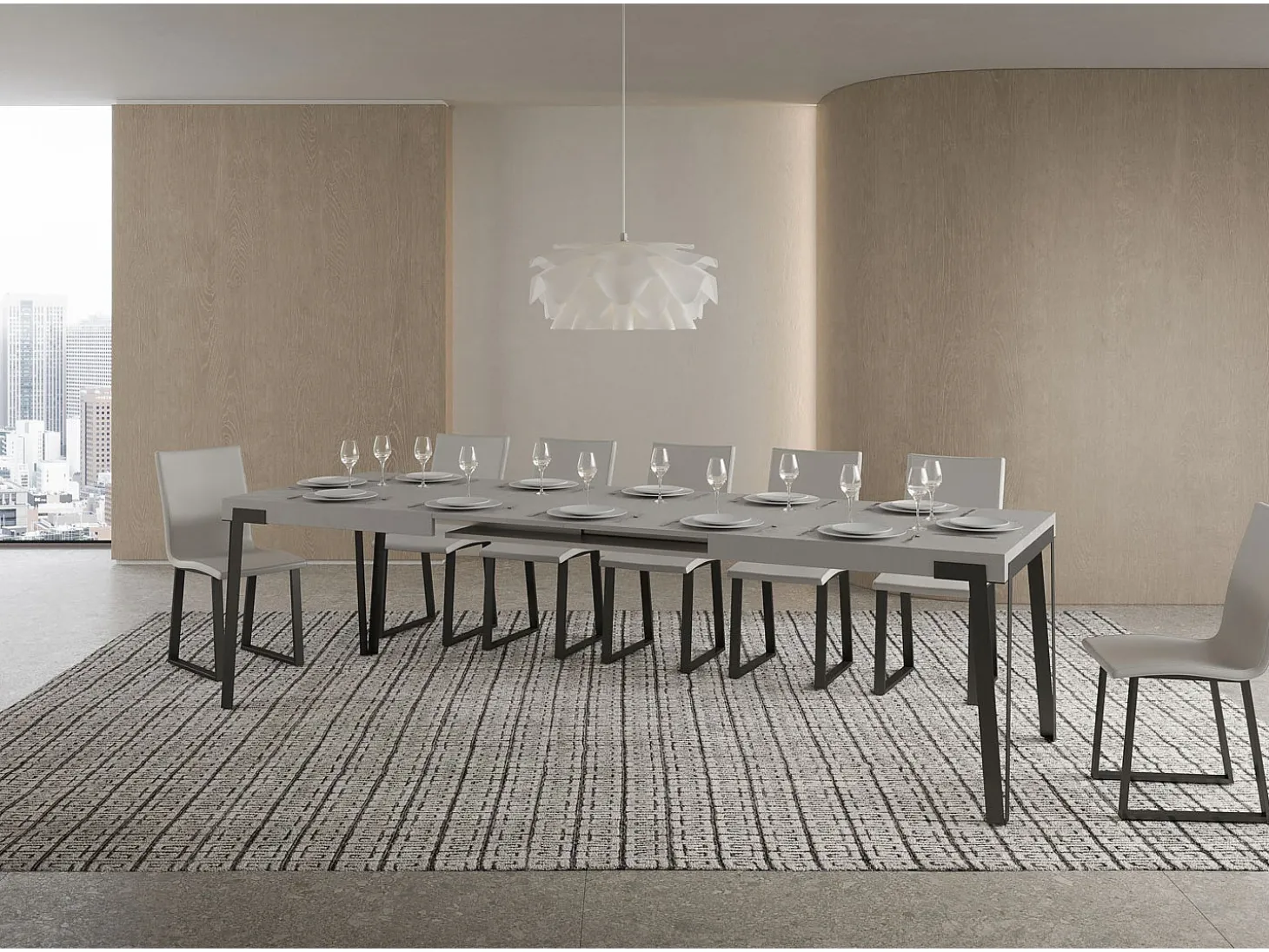 Mesa extensible 90x200/304 cm Rio Cachemira estructura Antracita