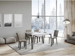 Mesa extensible 90x140/244 cm Rio Fresno Blanco estructura Antracita