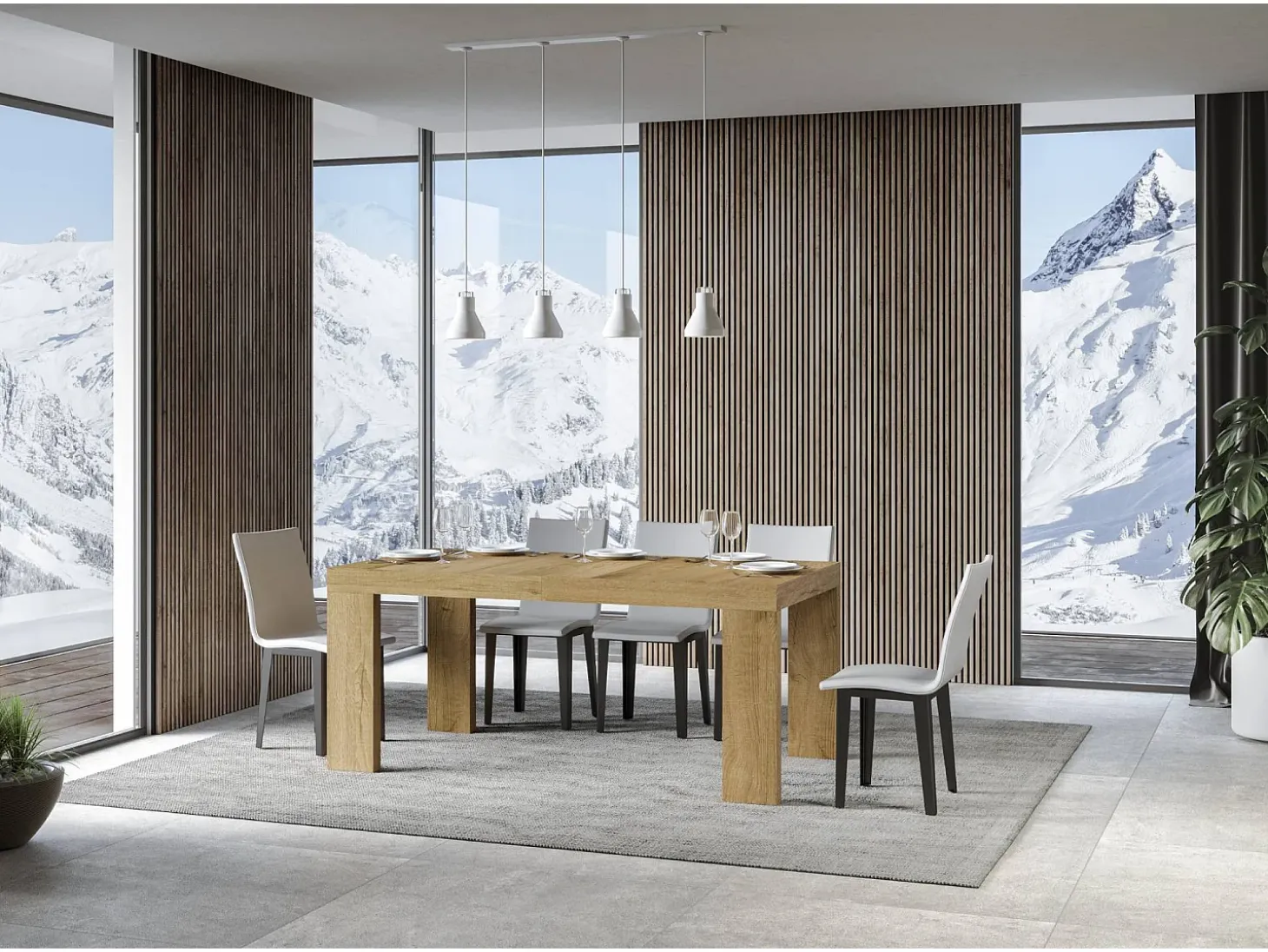 Mesa extensible 180/284x90 cm Roxell roble natural
