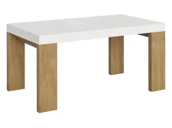 Mesa extensible 90x160/264 cm Roxell Mix Tapa Fresno Blanco - Patas Roble Nature
