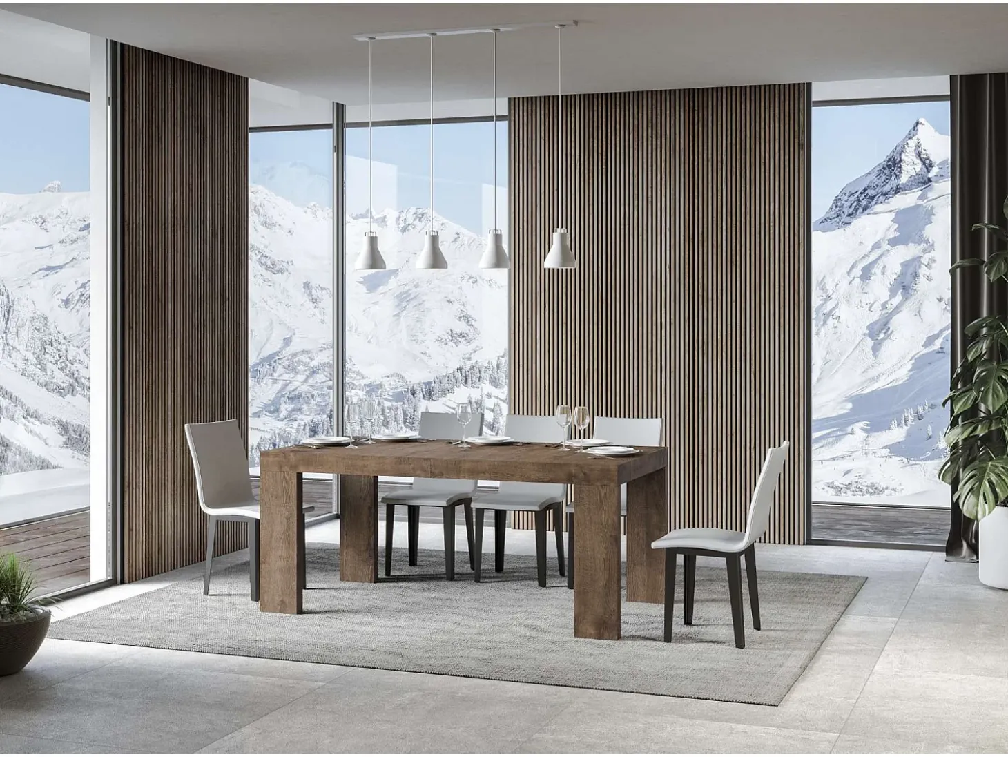 Mesa extensible 200/304x90 cm Roxell nogal