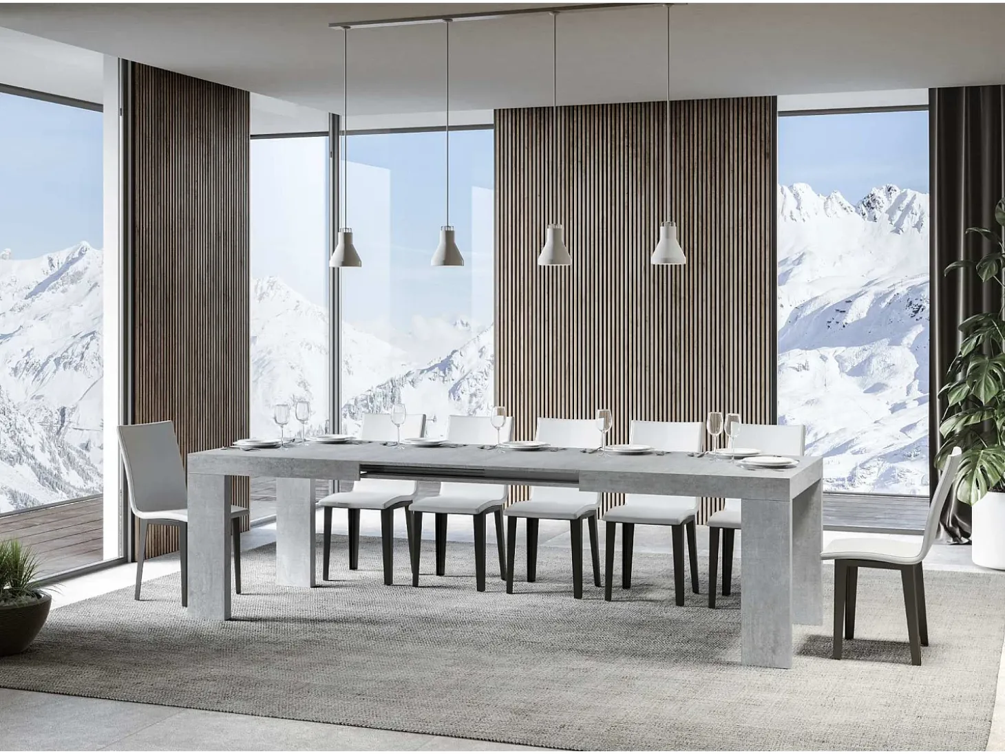 Mesa extensible 180/440x90 cm Roxell cemento