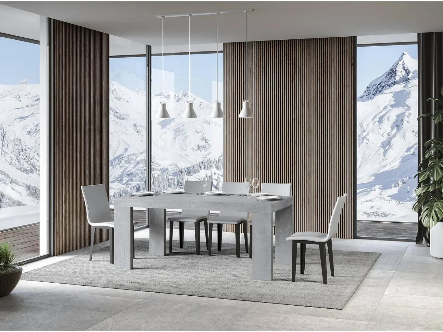 Mesa extensible 180/440x90 cm Roxell cemento