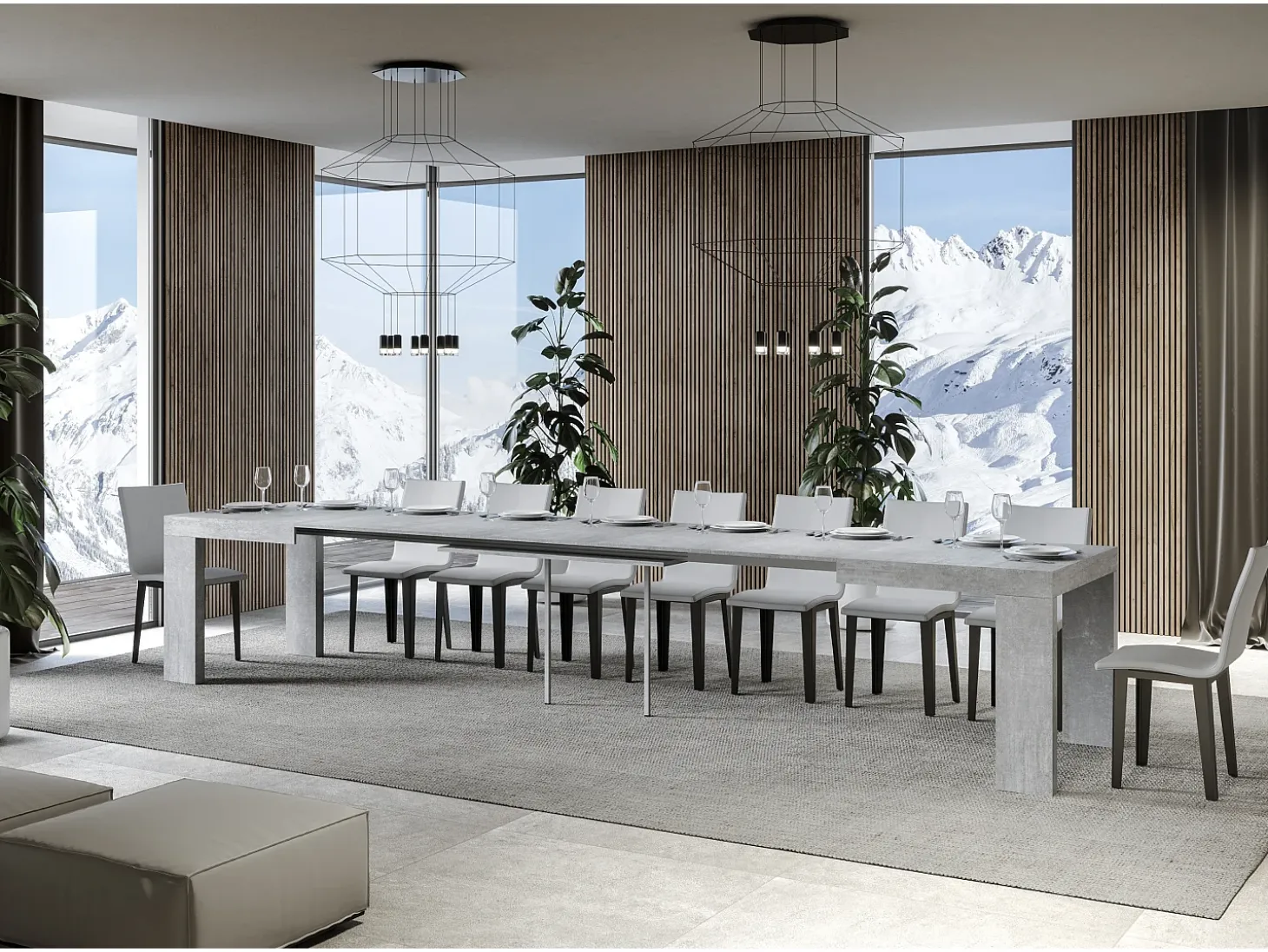 Mesa extensible 180/440x90 cm Roxell cemento