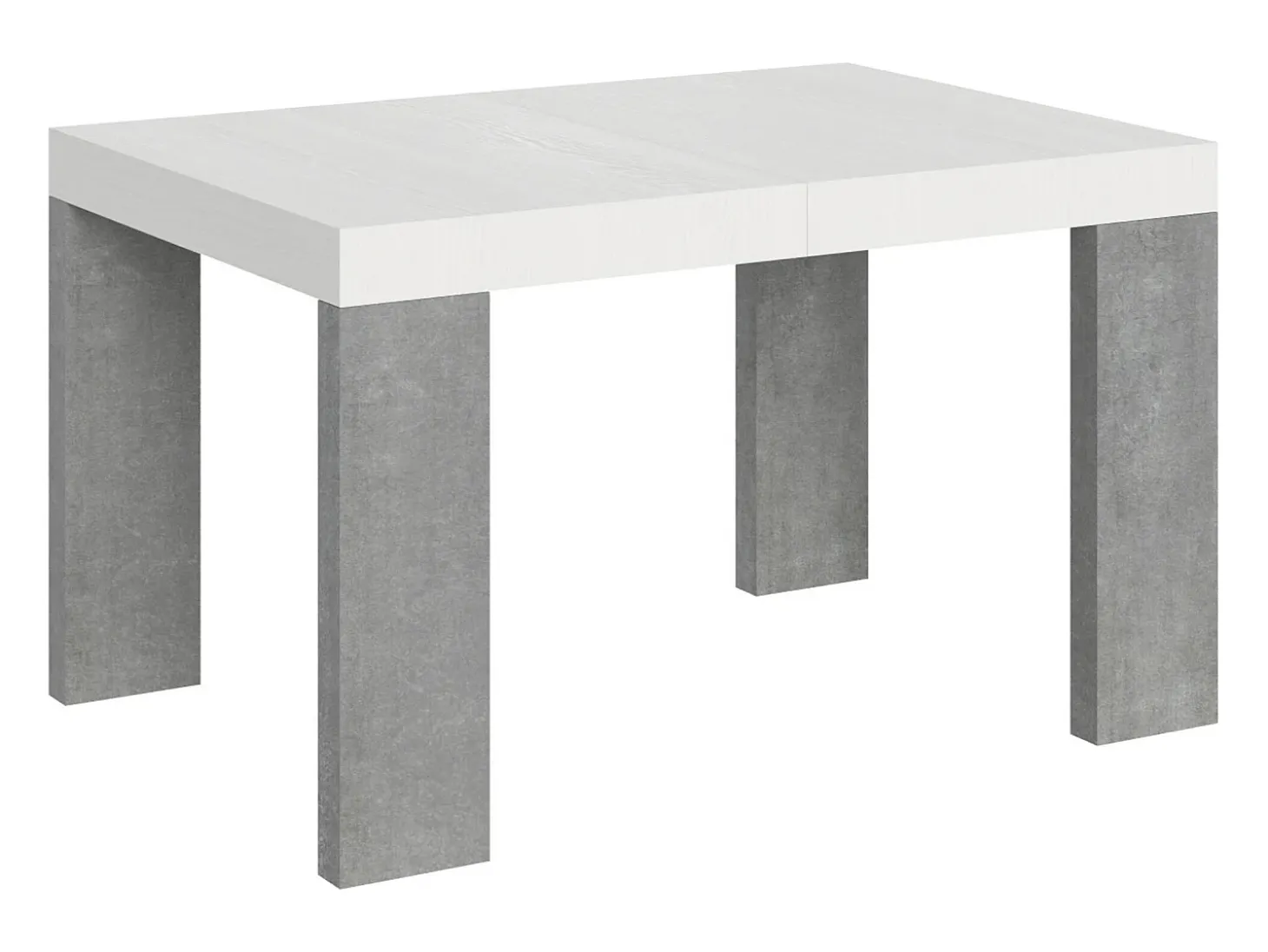 Mesa extensible 90x130/390 cm Roxell Mix Tapa fresno blanco - Patas cemento