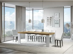 Mesa extensible 90x130/234 cm Roxell Mix Tapa Roble Nature - Patas Fresno Blanco