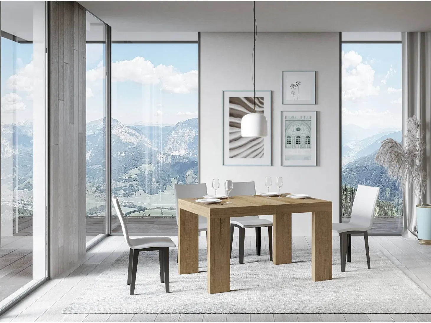 Mesa extensible 120/224x90 cm Roxell roble natural