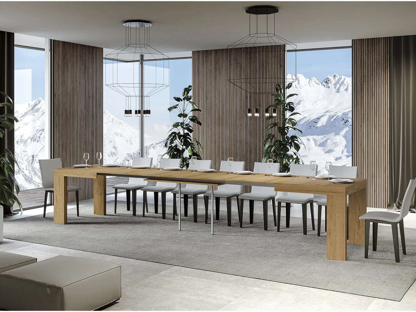 Mesa extensible 200/460x90 cm Roxell roble natural