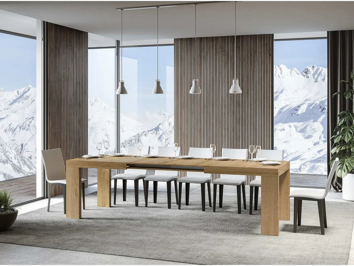 Mesa extensible 200/460x90 cm Roxell roble natural