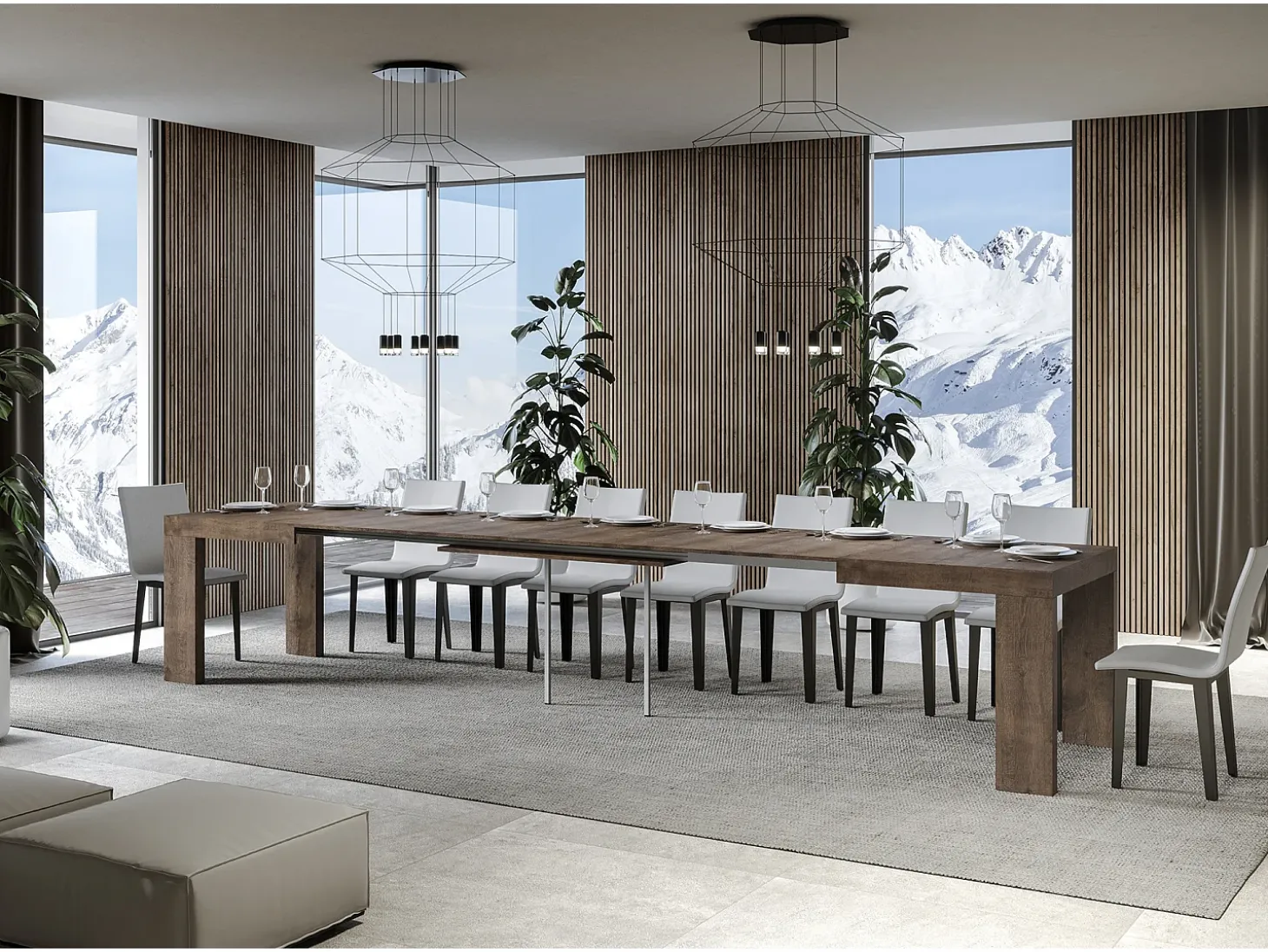 Mesa extensible 140/400x90 cm Roxell nogal