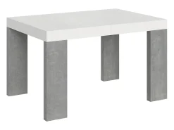 Mesa extensible 90x130/234 cm Roxell Mix Tapa fresno blanco - Patas cemento