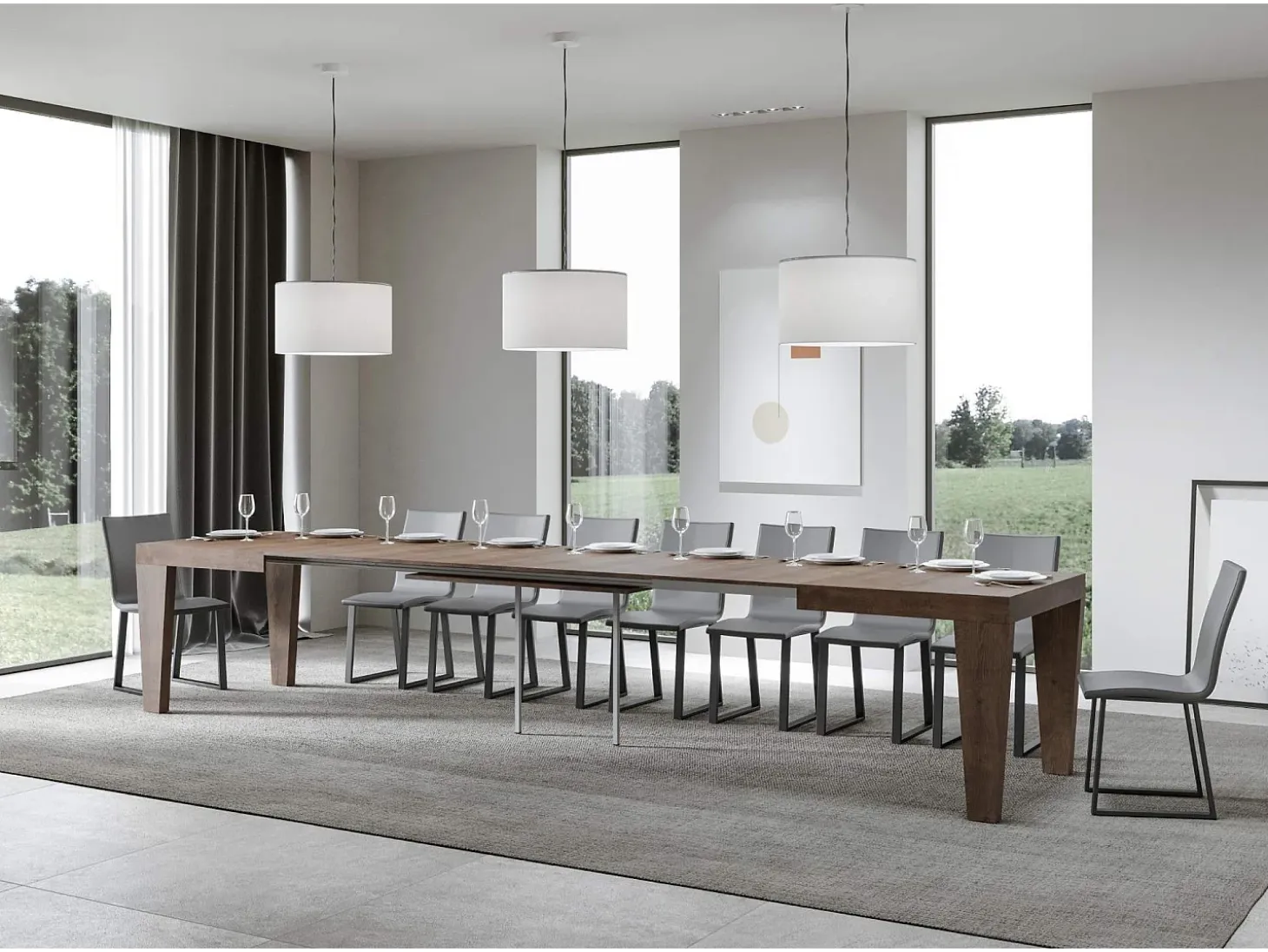 Mesa extensible 180/440x90 cm Spimbo nogal