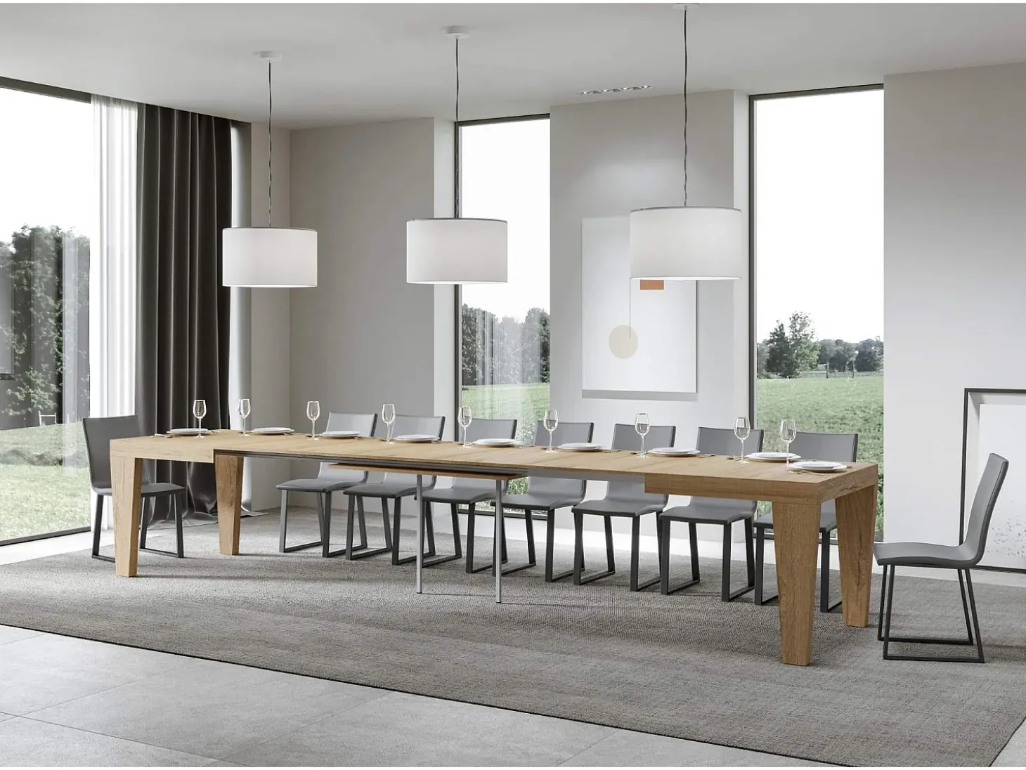 Mesa extensible 200/460x90 cm Spimbo roble natural