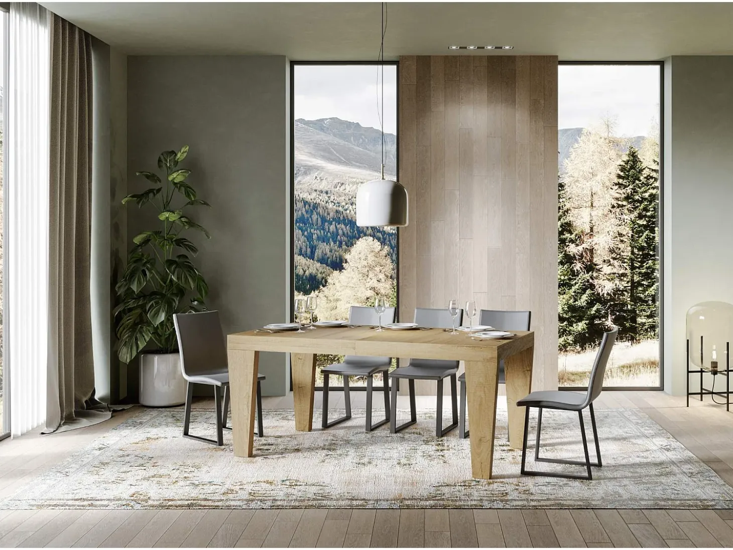 Mesa extensible 200/460x90 cm Spimbo roble natural