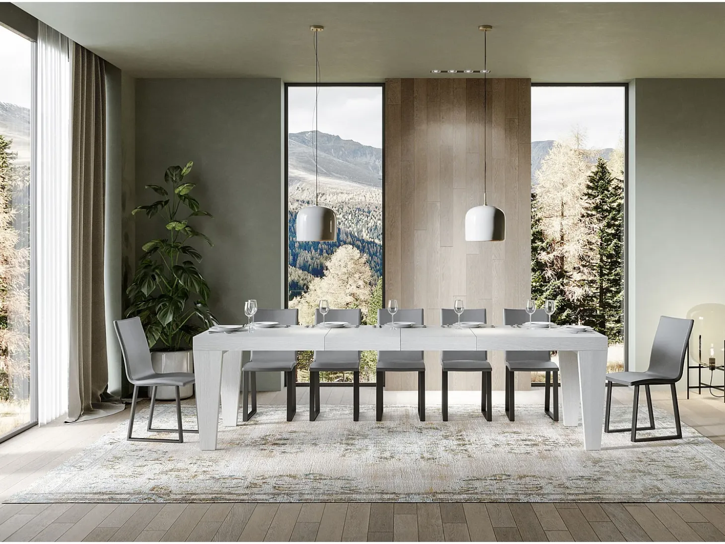 Mesa extensible 180/284x90 cm Spimbo Premium fresno blanco