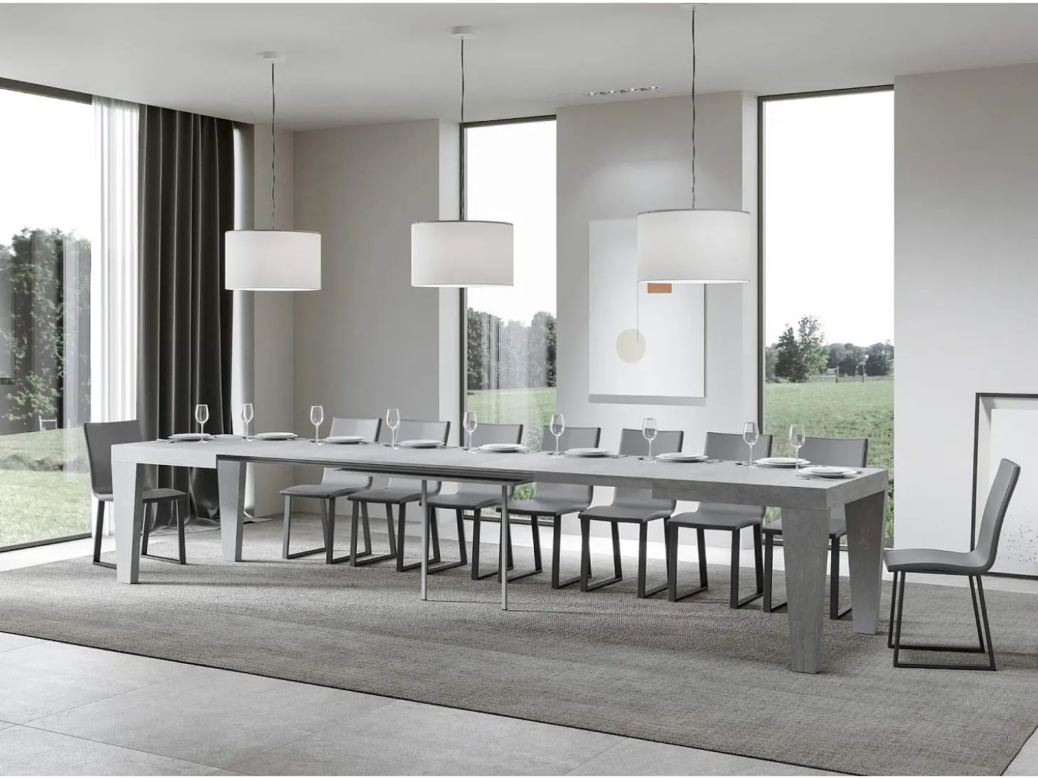 Mesa extensible 200/460x90 cm Spimbo cemento