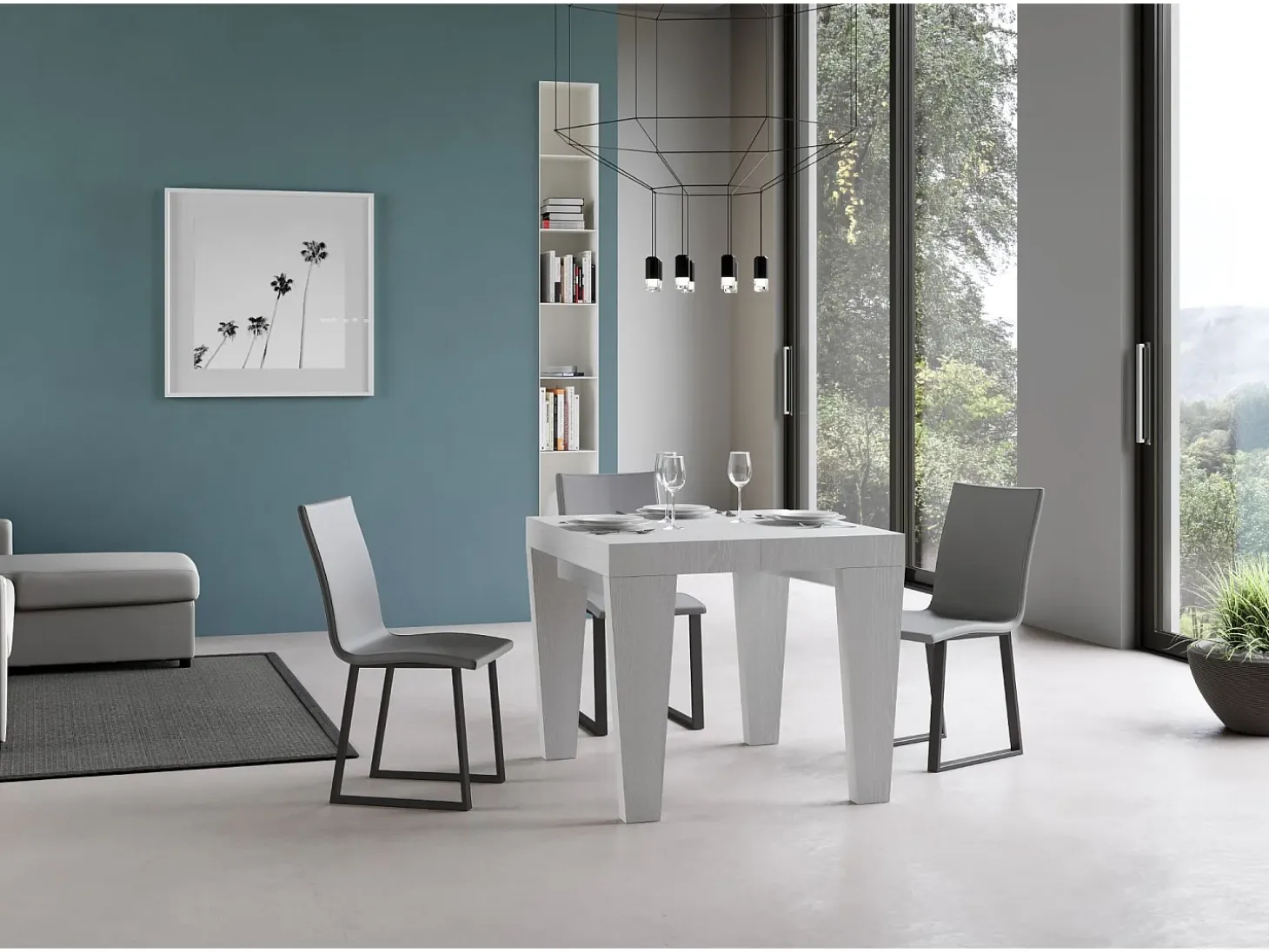 Mesa extensible 90/246x90 cm Spimbo fresno blanco