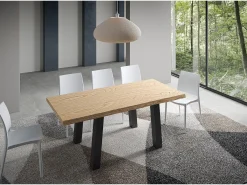 Mesa extensible 90x200/300 cm Svalen roble descortezado patas antracita