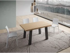 Mesa extensible 90x160/260 cm Svalen roble descortezado patas antracita