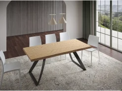 Mesa extensible 90x200/250 cm Tabira roble descortezado patas antracita