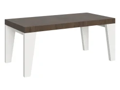 Mesa extensible 90x180/284 cm Tapa Naxy Mix Nogal - Patas Fresno Blanco