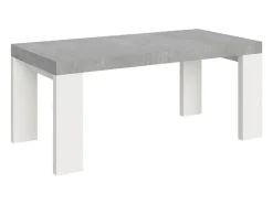 Mesa extensible 90x180/284 cm Tapa Roxell Mix Cement - Patas Fresno Blanco