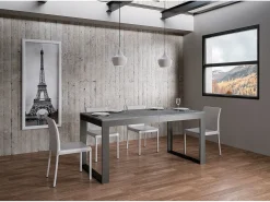 Mesa extensible 180/440x90 cm Tecno Evolution cemento estructura et patas antracita