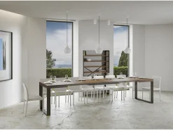 Mesa extensible 140/400x90 cm Tecno nogal patas antracita