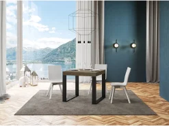 Mesa extensible 90/246x90 cm Tecno gris paloma patas antracita