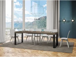 Mesa extensible 90/246x90 cm Tecno gris paloma patas antracita